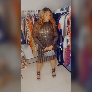 Gold & Black Sequin Fashion Nova Midi Dress